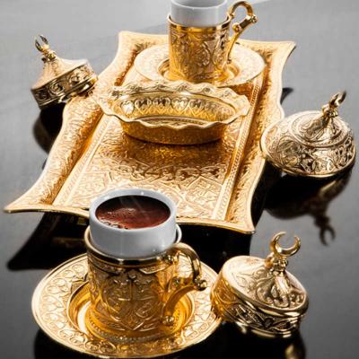 Ottoman style copper Arabic coffee cup set