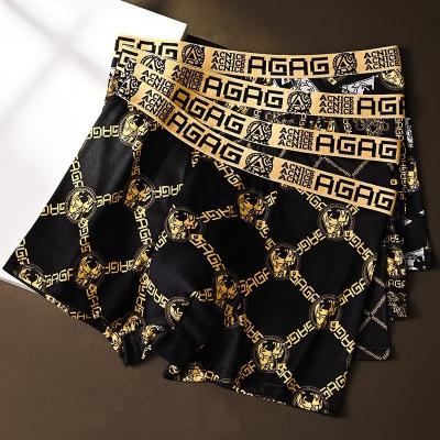 4 Pcs Men's Black Gold Luxury Breathable Boxer Briefs